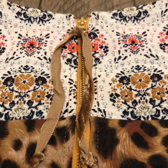 BEAUTIFUL Uncle Frank ANTHROPOLOGIE mixed media contrast leopard dress M FLAWS - Picture 10 of 13